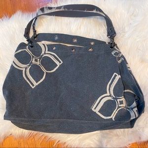 2/$20 BCBGMaxAzria Cotton Floral Shoulder Bag Grey